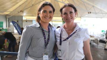 Jessie Macqueen, left, pictured with fellow Bar H Grazing staff member Sarah Eagle, has received a Wagyu Fellowship grant to set up a youth organisation for the breed. Picture: Sally Gall