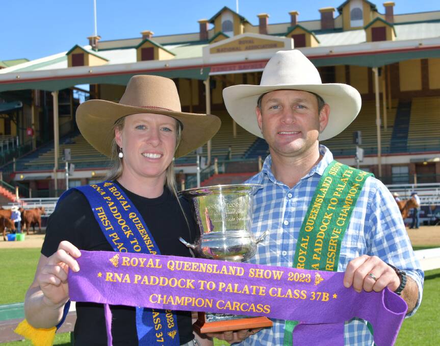 Gemma and Ben Noller, Palgrove Pastoral Company, secured their sixth straight win in the RNA Paddock to Palate class 37. Picture by Brett Tindal.