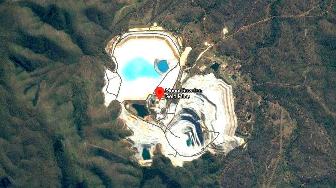 The two pits at Mt Rawdon gold mine, near Mt Perry, could be used to produce pumped hyro power. Picture: Google Maps