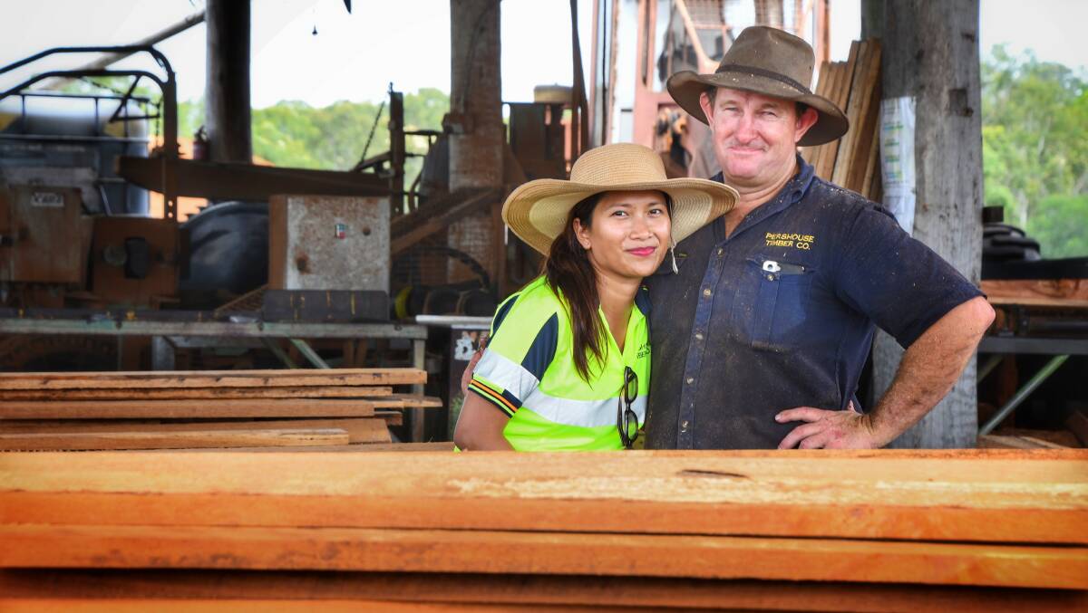 Ross and Ginneth Pershouse have been flat out at their timber operation north of Bundaberg. Picture: Brad Marsellos