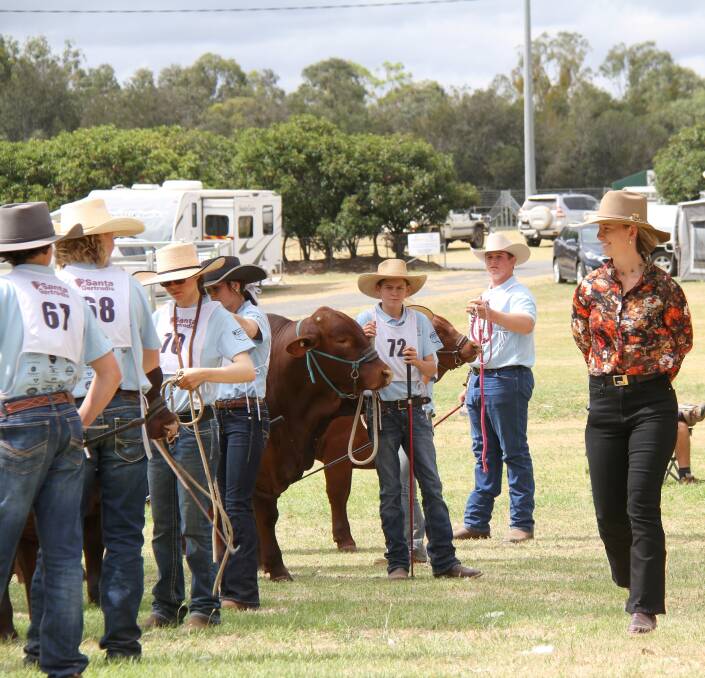 Kleberg scholar and 2018 youth ambassador, Georgia McMaster, judging paraders at the Santa Gertrudis Breeders Association's youth camp. Picture supplied 
