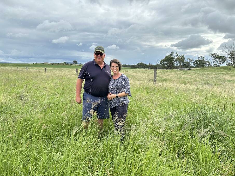 Grains Australia Pulse Council chair and Wyreema mixed farmer, Peter Wilson with his wife Sonja said the rain had been "extremely welcome". Picture: Supplied. 