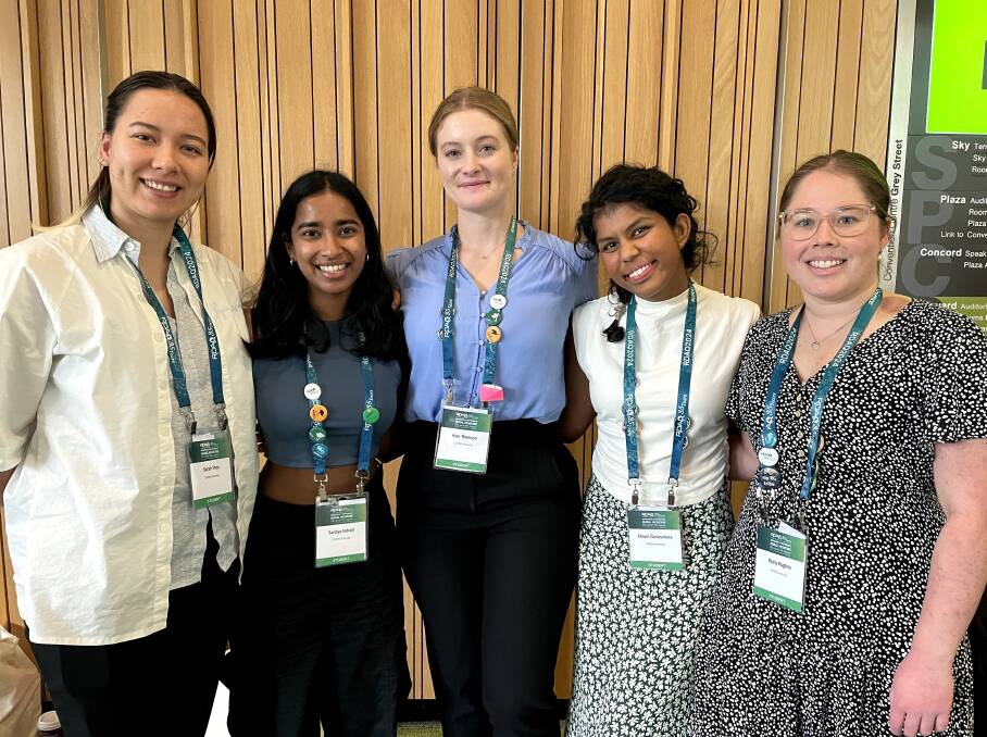 Sarah Shea, Sandya Indrajit, Kate Thomson, Hiruni Gunasekera and Keely Hughes who medical students at Griffith University spoke about the challenges to making a career in the bush. Picture: Alison Paterson 