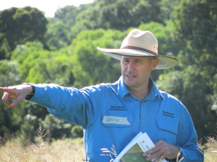 Department of Agriculture principal pasture agronomist Gavin Peck points out how pasture dieback impacts different varieties of pasture. Picture: Supplied