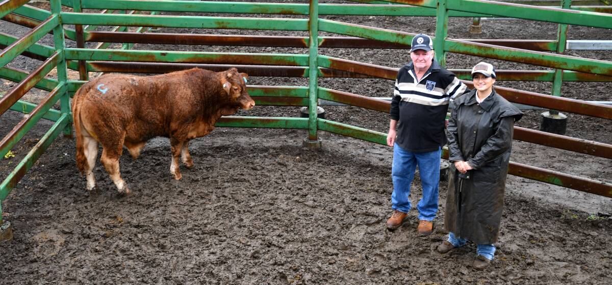 Grand champion exhibitor Greg Beard with his Limousin-cross calf and competition judge, Steph Laycock. Picture: Kelly Mason