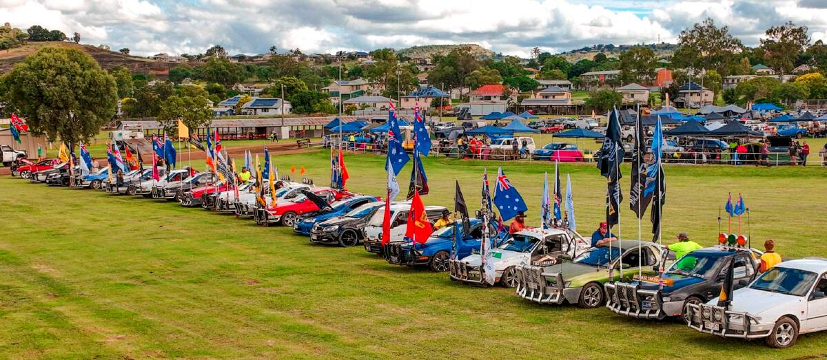 Ute line up at the Spudds and Dudds B&S Ball, Lowood. Picture by Bradleigh MacKellar