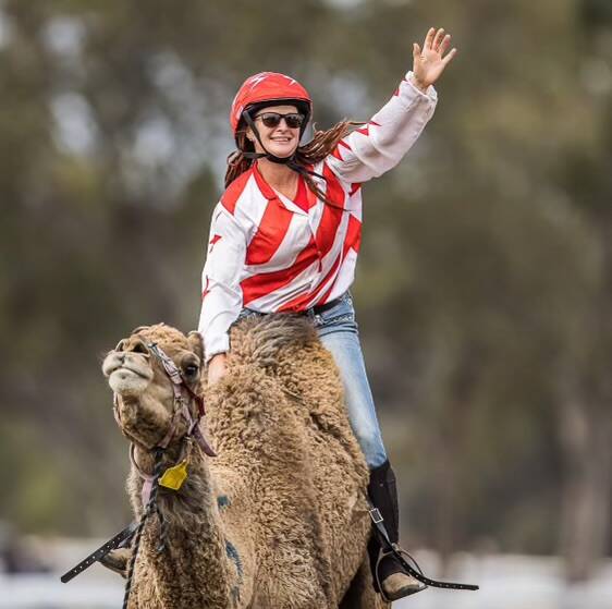 Camel jockey Chontelle Jannese has one eight events in a row at the Boulia Camel Races. Picture by Stephen Mowbray.
