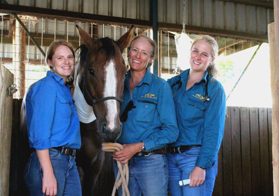 Bell Bunya Veterinary Practice staff, Abbie Hartwig, vet and owner Sam Duigan and vet Sophie Clacher. Picture by Kelly Mason
