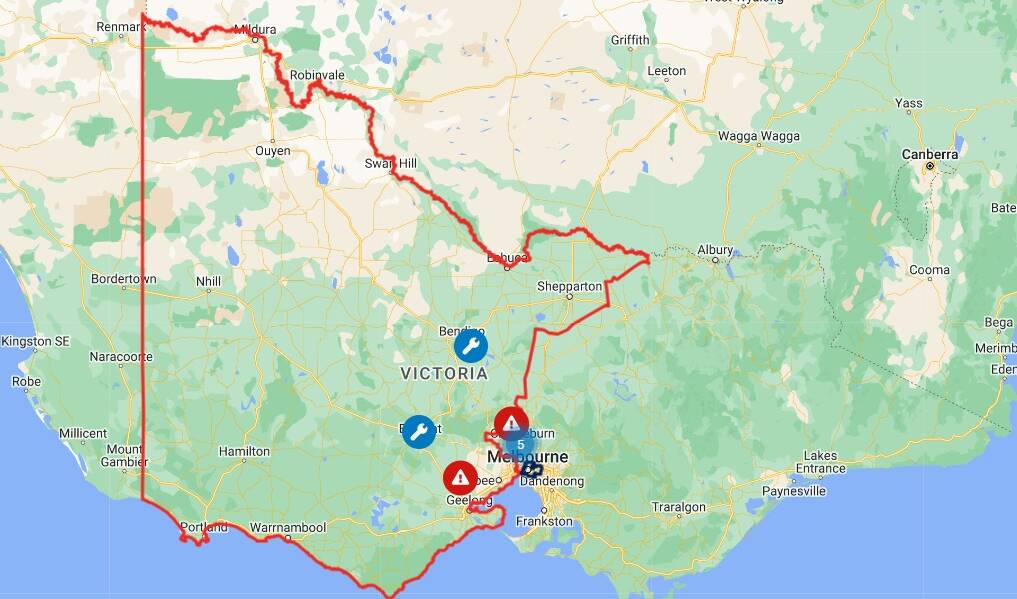 Powercor's 'footprint' across western Victoria. Map from Powercor.
