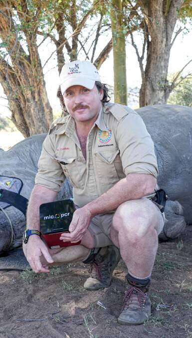 Dr Campbell Costello with the portable Mic device being used on location in South Africa. Picture: Supplied