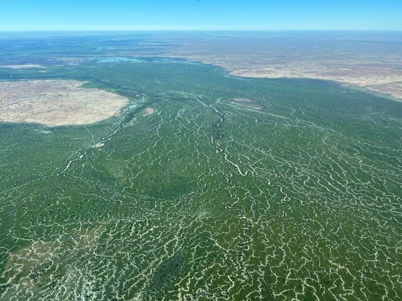 A section of the Diamantina flood country from the air. Picture: Karen Brook