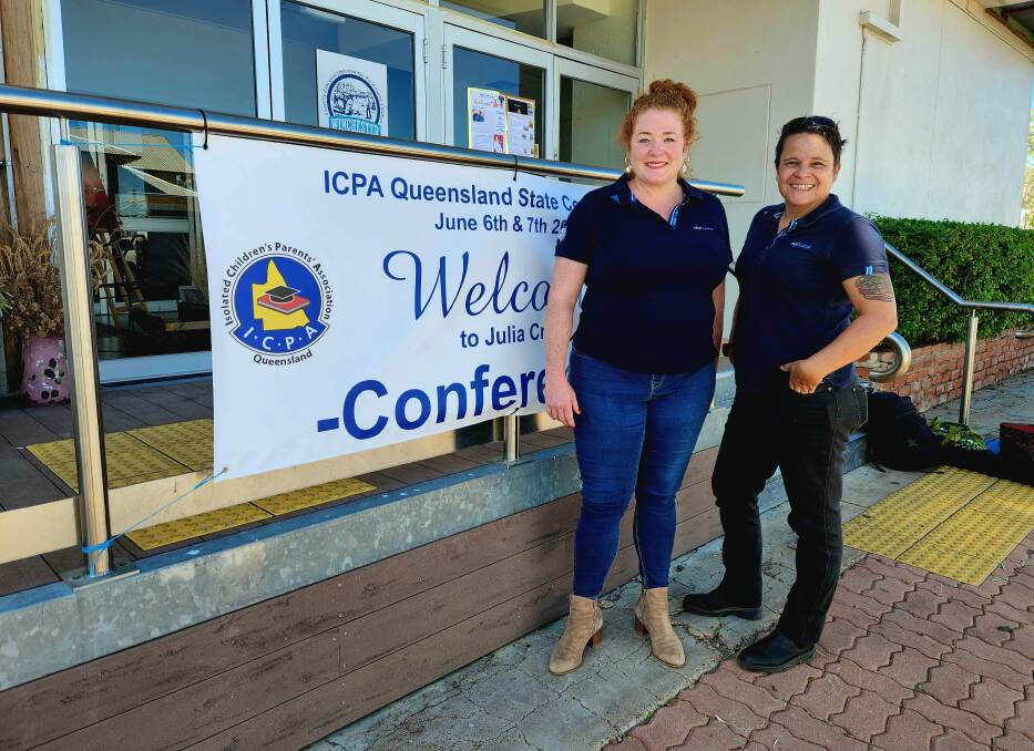 NBN representatives Kylie Lindsay and Karen Shipp spent time at the ICPA conference while they were in Julia Creek recently. Picture: Sally Gall