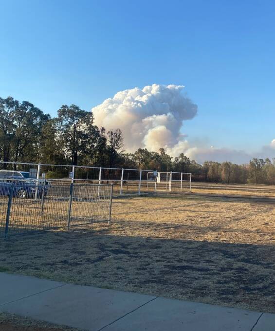 A view of the fire from the airport at Tara last Friday. Warrego MP Ann Leahy said conditions were so bad, it was scary to be there. Pictures supplied.