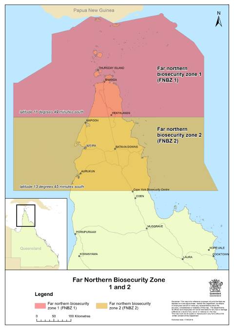 The Cape York Biosecurity Centre at Coen is located just outside the southern edge of the far northern biosecurity zone 2.
