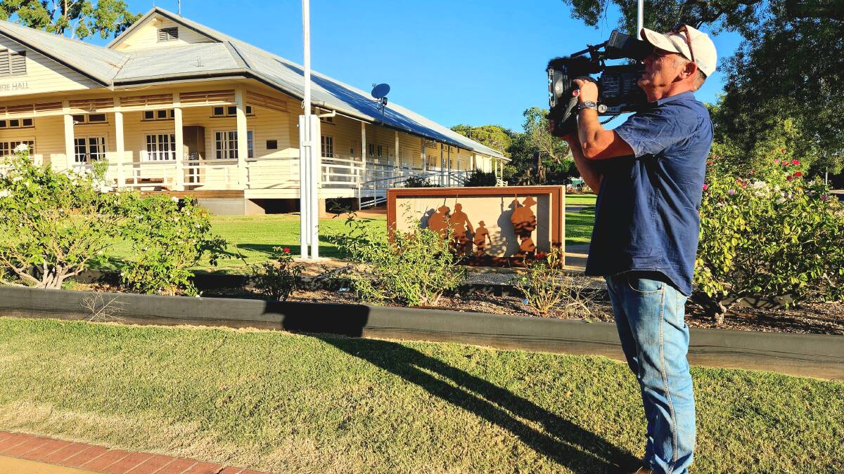 Videographer Pete Murray using late afternoon sunlight for footage for the video. Picture: Sally Gall