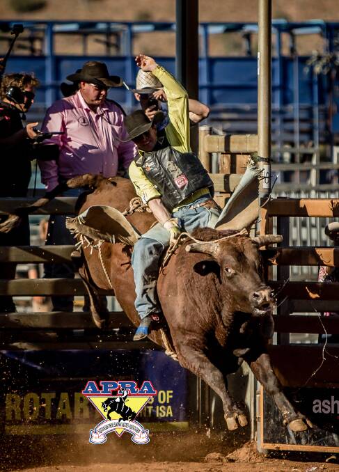 ONE TO WATCH: Jared Borghero was the only rider to make time in the bull ride final at Mt Isa last year. He currently leads APRA standings. Picture: Cherie Ryan