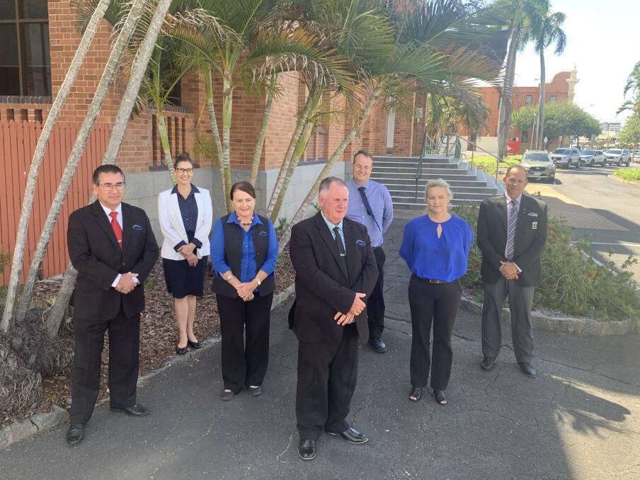 COUNCIL SHOCKED: Acting Rockhampton Mayor Neil Fisher (front) and fellow councilors have paid tribute to former mayor Margaret Strelow who resigned from the position late yesterday afternoon. 