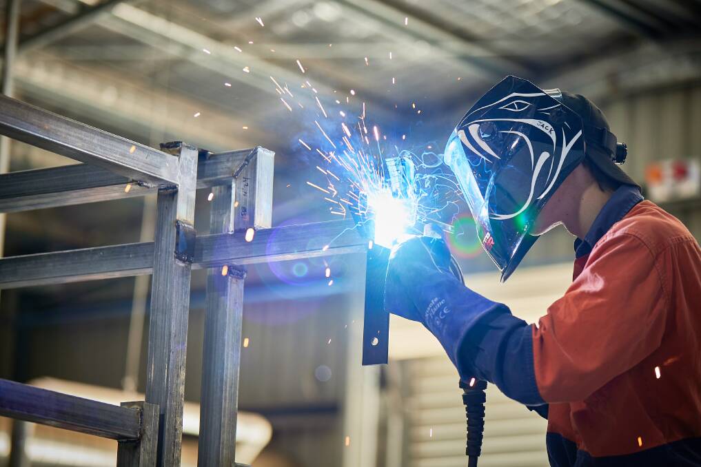 A SCOTS PGC College Certificate 2 in Engineering pathway student in the workshop welding. Picture supplied. 