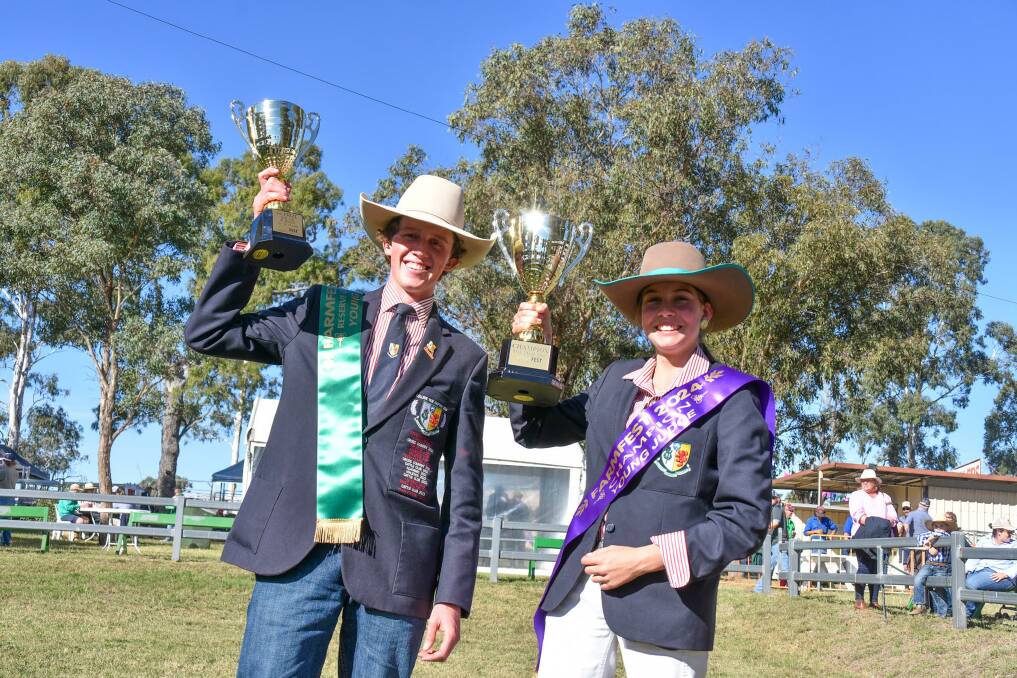 Elders FarmFest reserve junior judging champion, Ben Carey, 17, with overall champion, Holly Nicholls, 13, both representing SCOTS PGC College on Tuesday. Picture: Ben Harden 