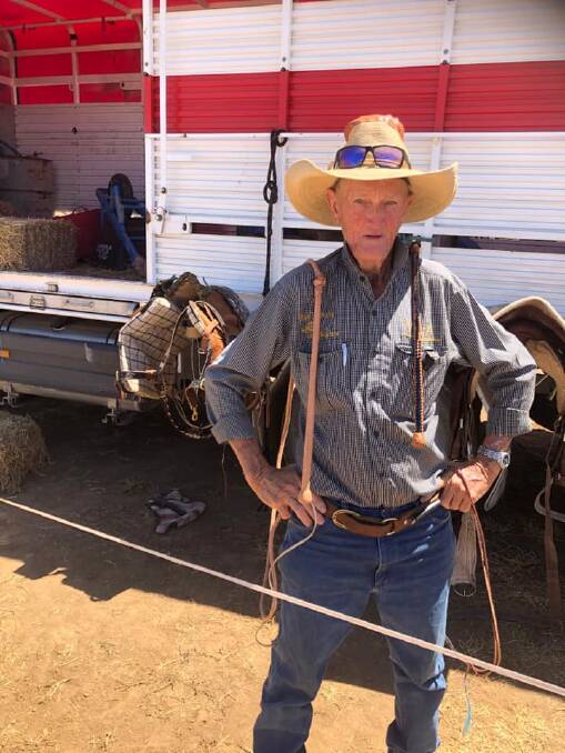 John Davison with his crafted whips. Picture: Australian Campdraft Association