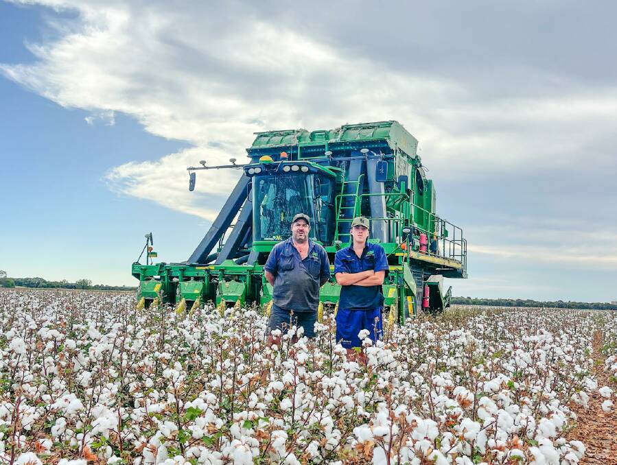 Contractor Sam Dawson of SMD Contracting, with his 16-year-old son James, were both out contract picking at Tinkelara in Emerald earleir this week. Pictures by Ben Harden