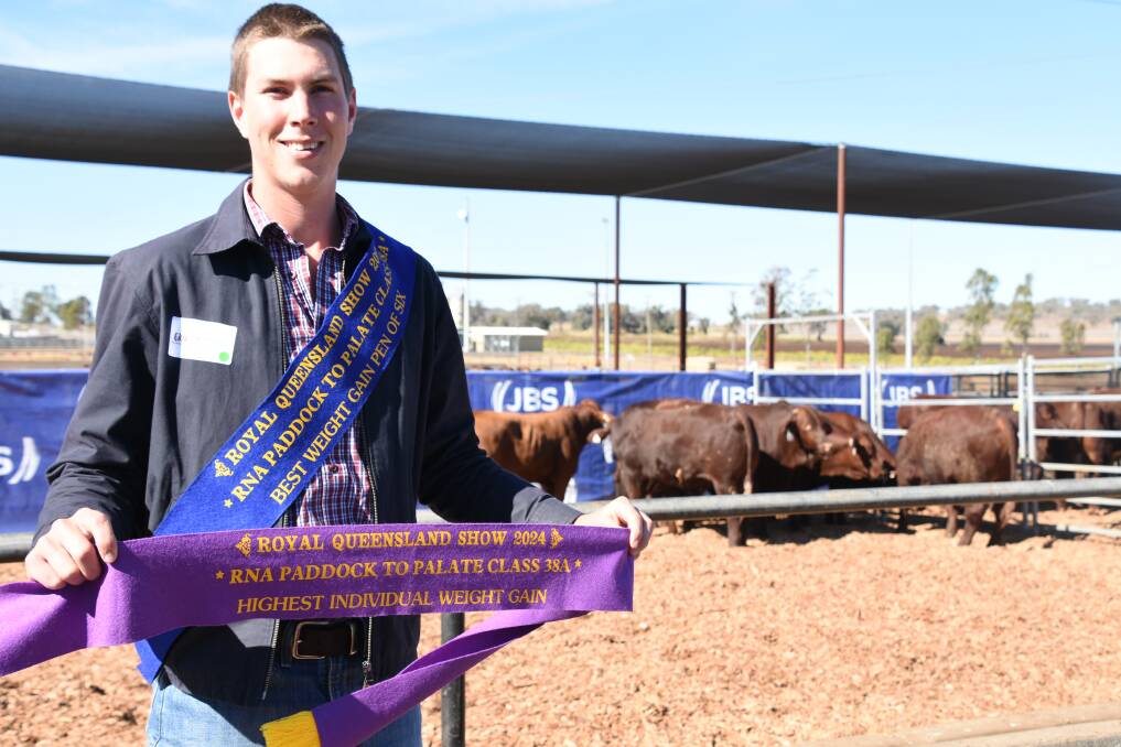 Class 38A - Highest Individual Weight Gain and winner for pen of six - 70 day - presented to Patrick Mahony of Gyranda Pastoral Company, Theodore. Picture: Ben Harden 