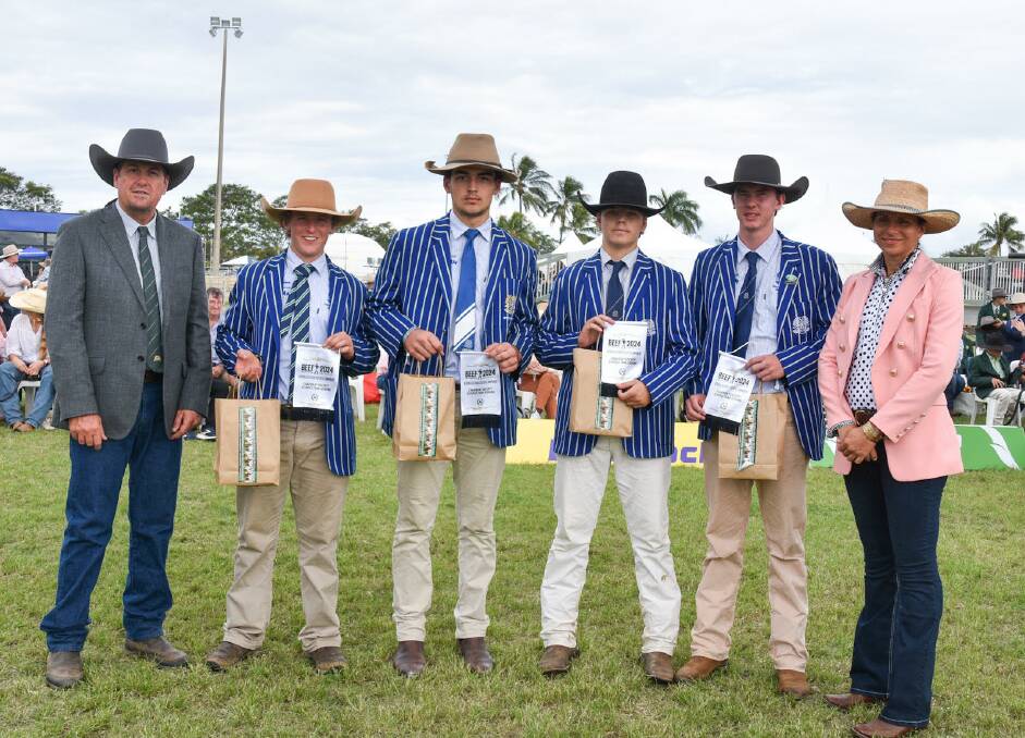 Taking out third place, St Joseph's Nudgee College team, Oliver Cresswell, Brodie Ramsay, Michael Beirne, and Luke Hall. Picture: Ben Harden 