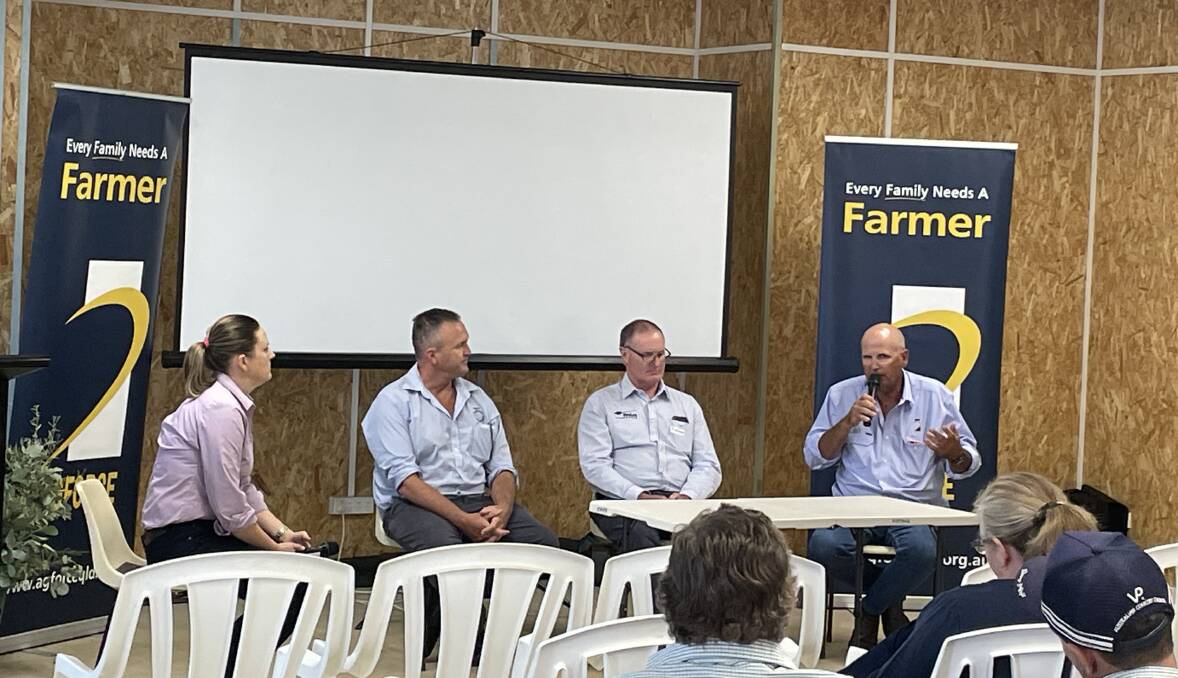 A Q& A style discussion, hosted by DAF goat extension officer, Bec Brayley, Charleville, was held, with speakers Campbell McPhee, Western Meat Exporters, Charleville, Richard Apps, Meat Livestock Australia, and Stephen Tully, AgForce sheep, wool and goat president, taking questions from attendees. 