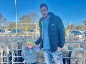 Teddy and Adam OCallaghan, Ouyen, at the fortnightly Ouyen sheep market. Picture supplied