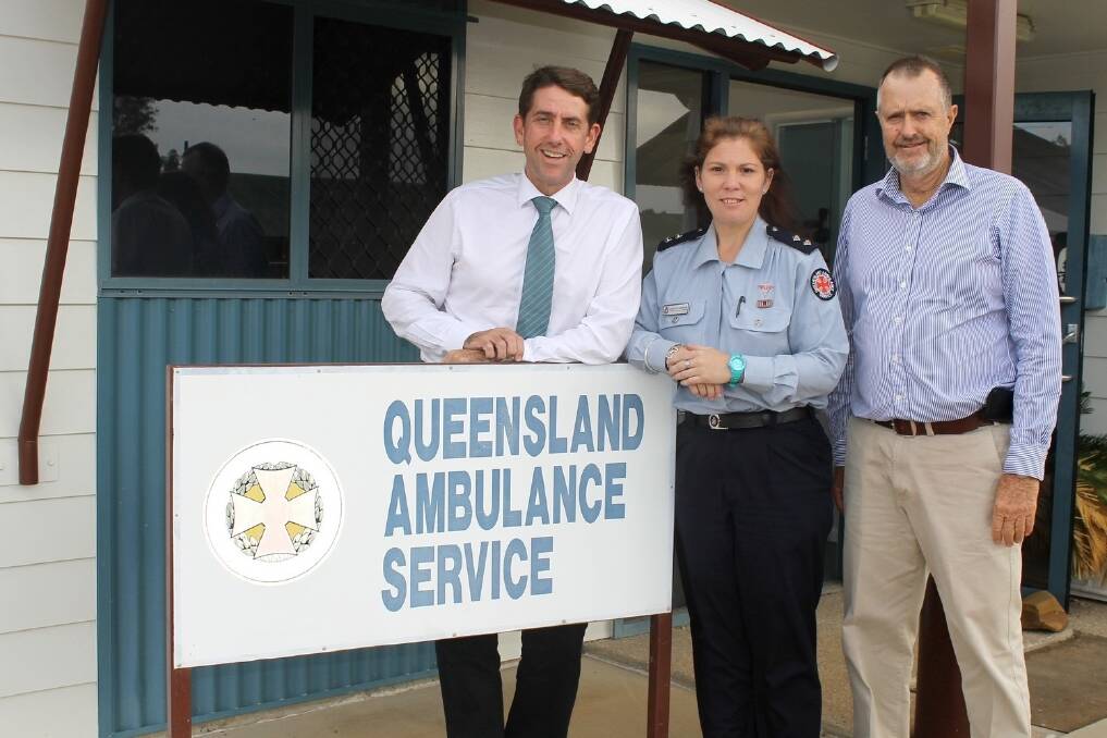 Last week's visit to Longreach by Health Minister Cameron Dick included a visit to the ambulance centre and officer in charge Loretta Johnson, accompanied by Central West Hospital and Health Service chair Ed Warren.