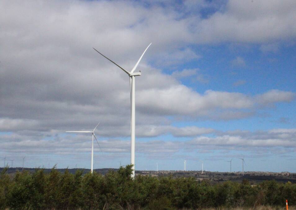 Wind turbines on Burrabranga near Karara. Picture Helen Walker.