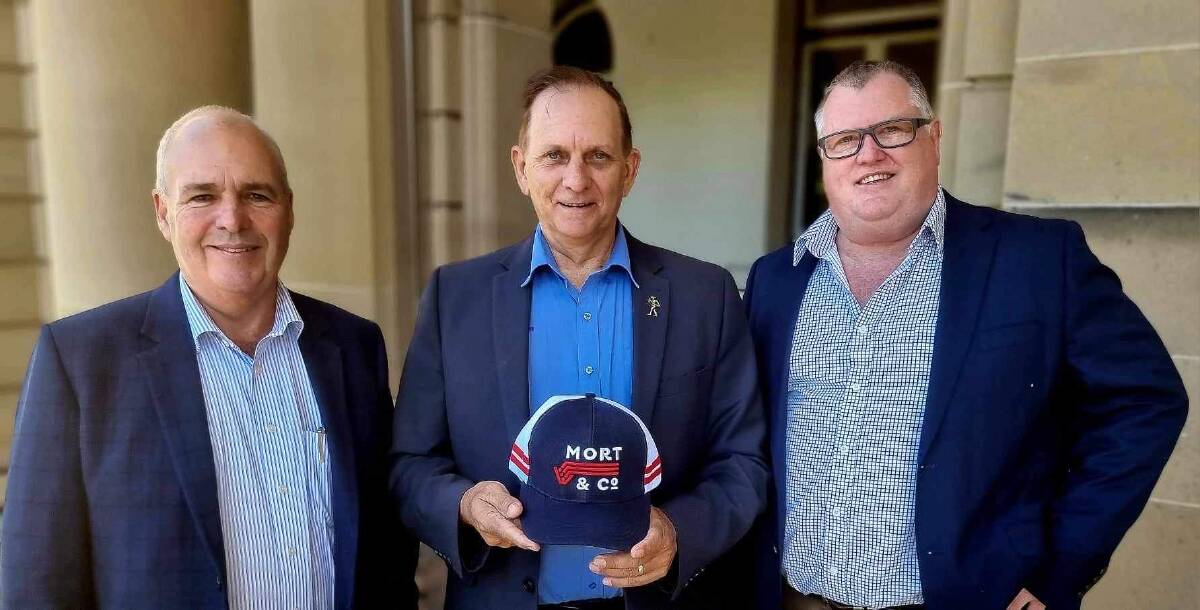 Executive chairman Charlie Mort with Rockhampton Regional Council Mayor ,Tony Williams, and CEO Stephen O'Brien. Picture Kent Murray.
