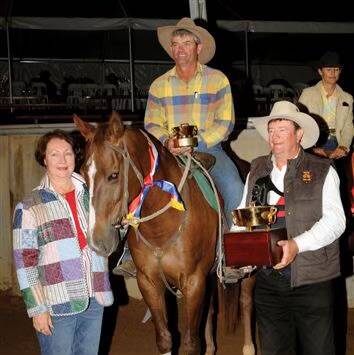 Response with Pete Comiskey and Jennie and the late Graeme Acton after winning Paradise Lagoons. 