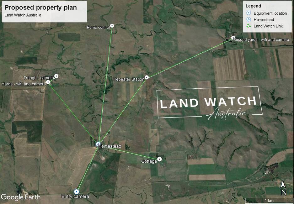 A proposed map of security cameras on a property. Picture: Land Watch Australia 