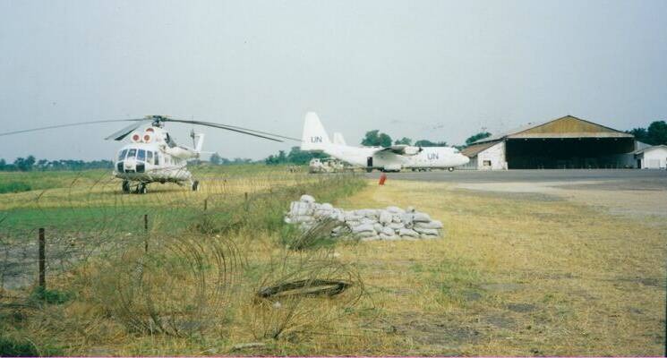 A maintenance hangar at Bangoka Airport in Kisangani, Congo.