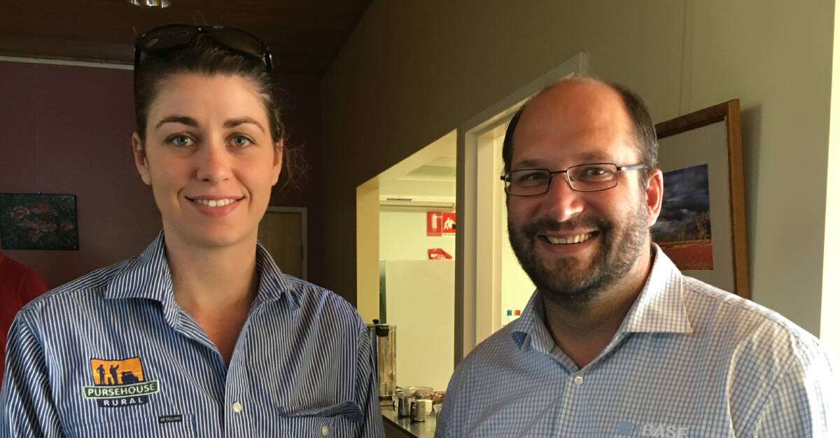 Pursehouse Rural agronomist Sarah Connor, Pittsworth, with Richard Holzknecht, BASF, Toowoomba.